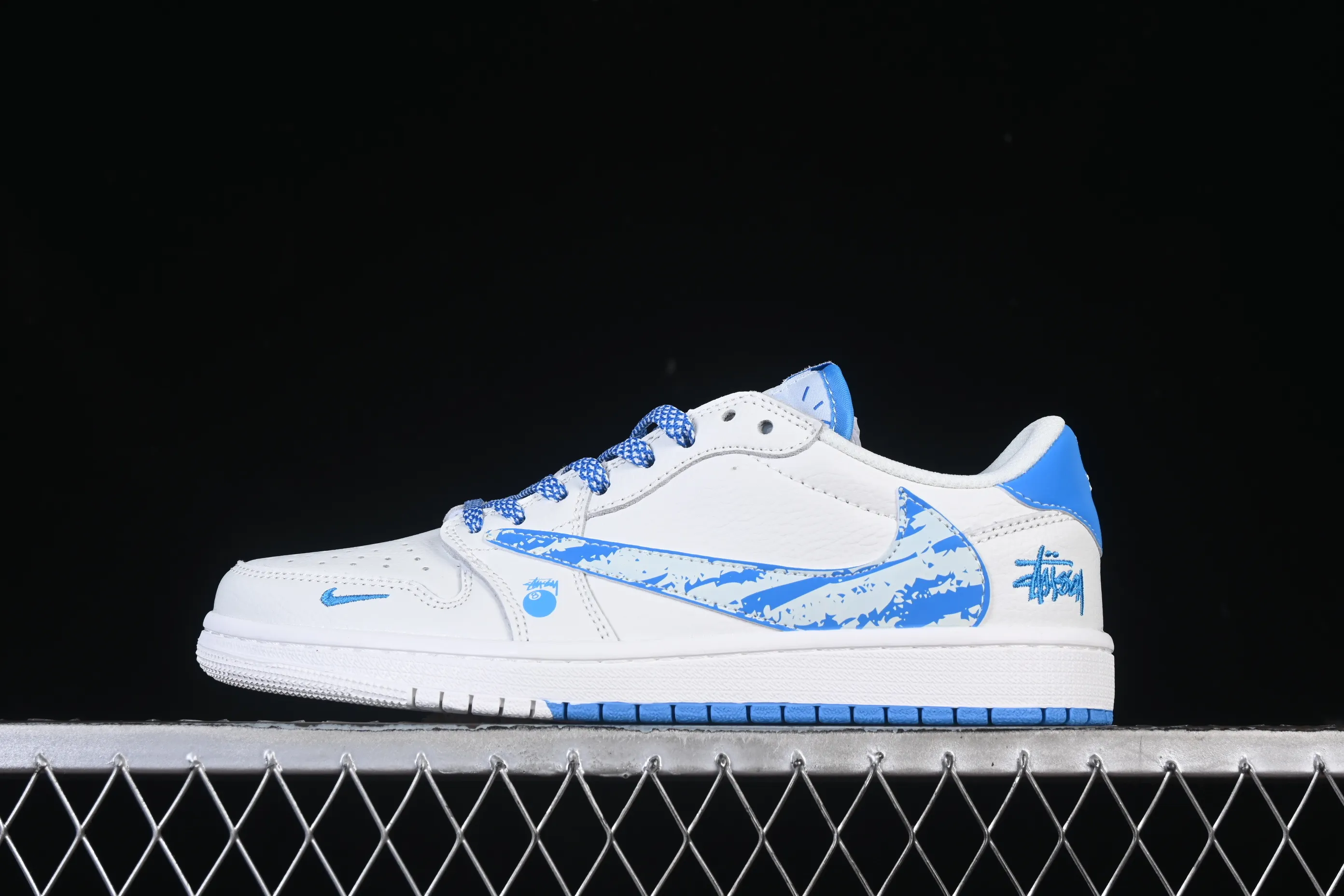 All categories Air Jordan Jordan series basketball shoes Air Jordan 1 Low High-end customized low-top sneakers Travis Scott x Fragment Design x Air Jordan 1 Low OG SP AJ1 Joe 1 Stussy joint iceberg blue low-top cultural casual sneakers DZ5899-007